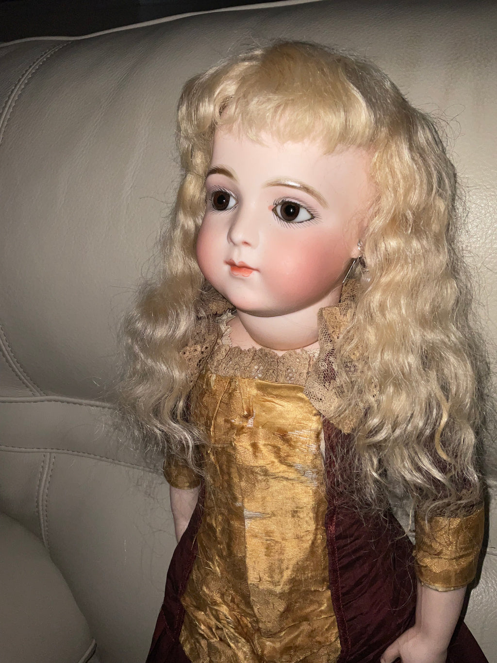 Antique French Bru Jne 7 Bisque Doll 20" circa 1882 — Transitional Body with Brevete Look