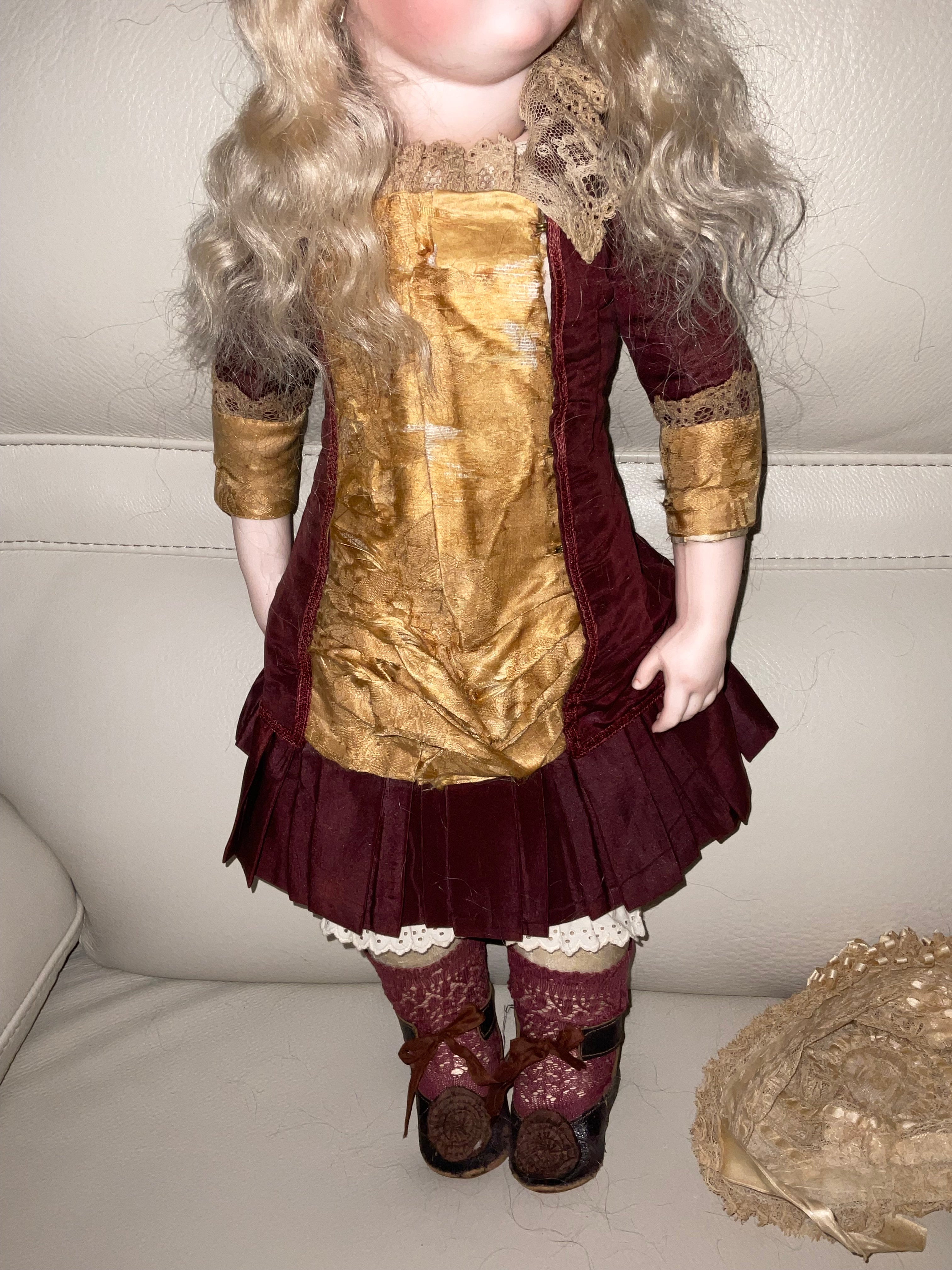 Antique French Bru Jne 7 Bisque Doll 20" circa 1882 — Transitional Body with Brevete Look