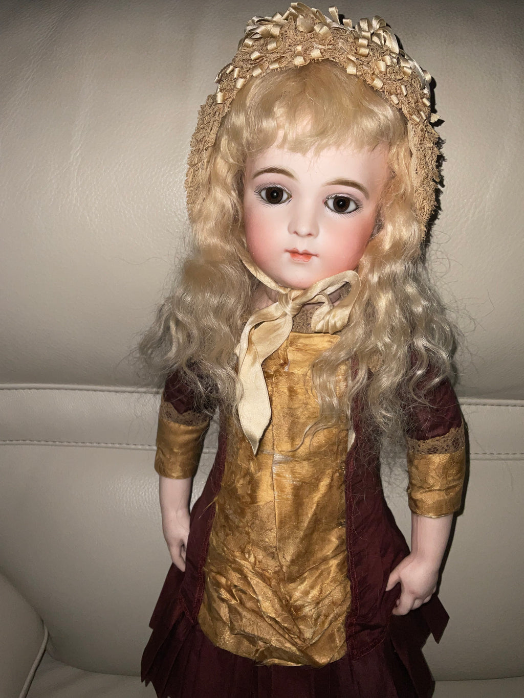 Antique French Bru Jne 7 Bisque Doll 20" circa 1882 — Transitional Body with Brevete Look