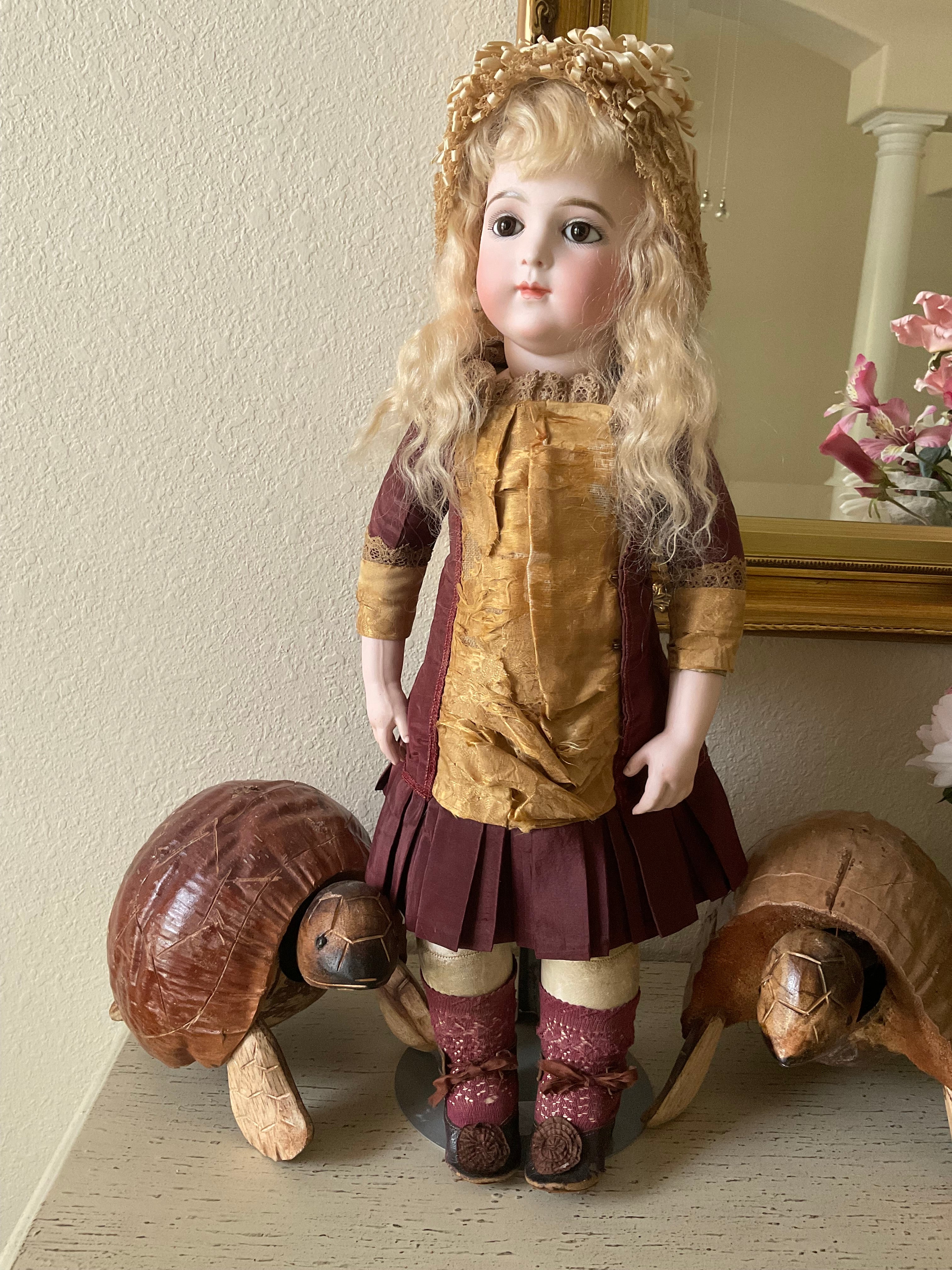 Antique French Bru Jne 7 Bisque Doll 20" circa 1882 — Transitional Body with Brevete Look