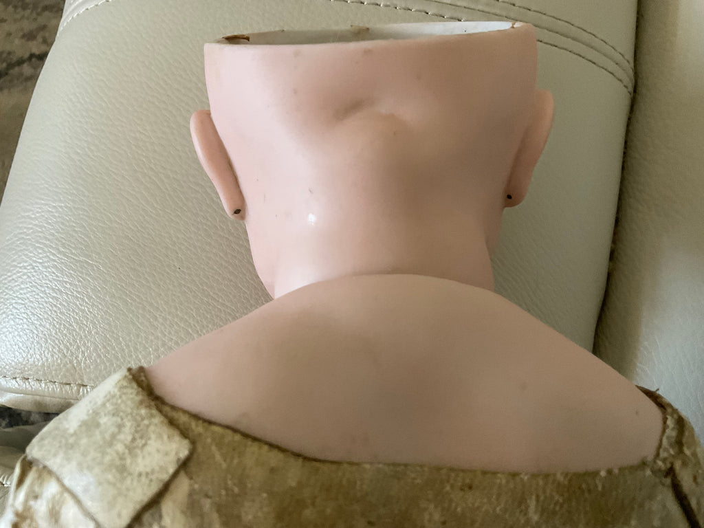 Antique Circle Dot Bru Bisque Doll 18" — Original Cork Pate, Mohair Wig, Goatskin Body