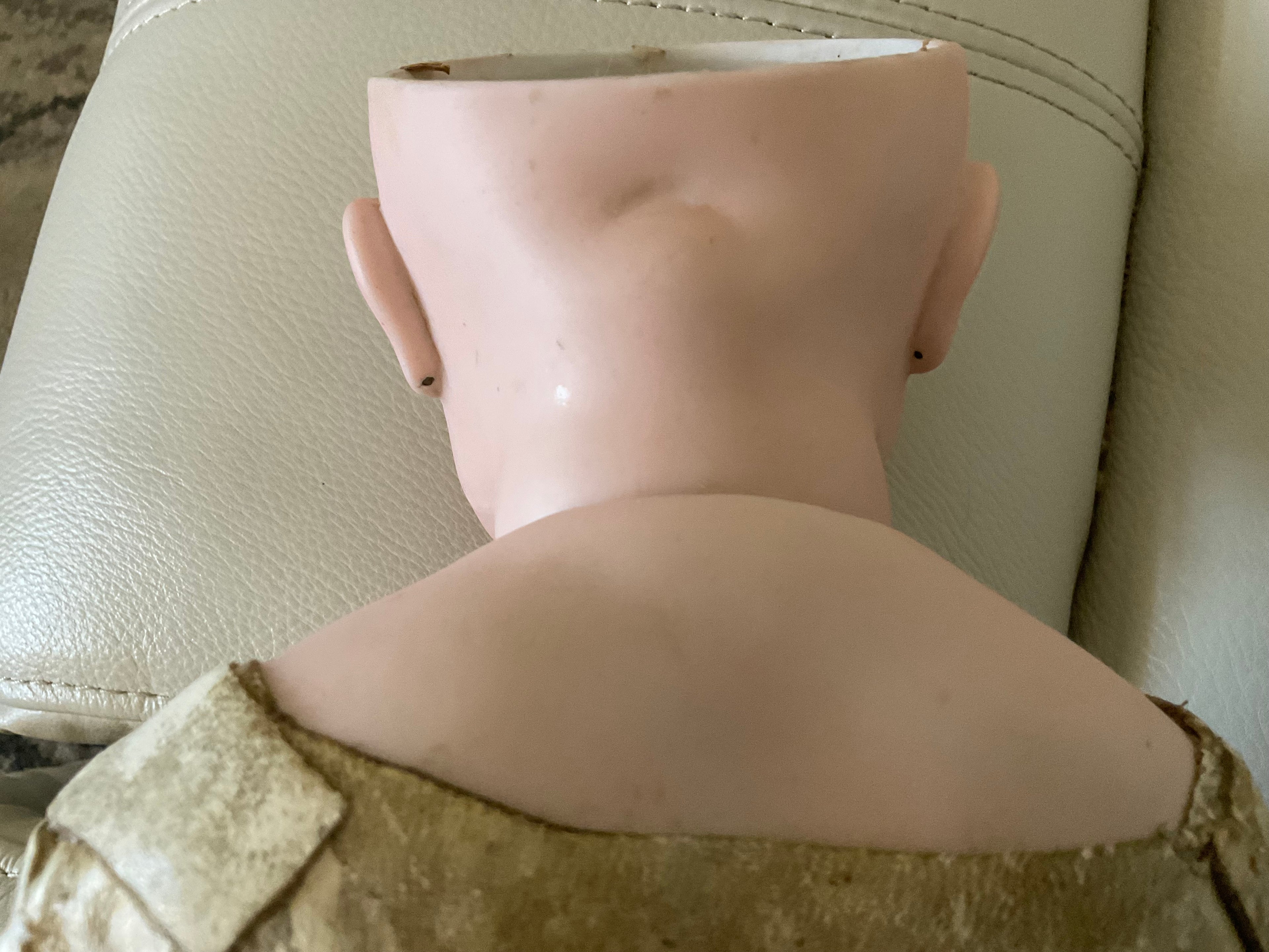 Antique Circle Dot Bru Bisque Doll 18" — Original Cork Pate, Mohair Wig, Goatskin Body