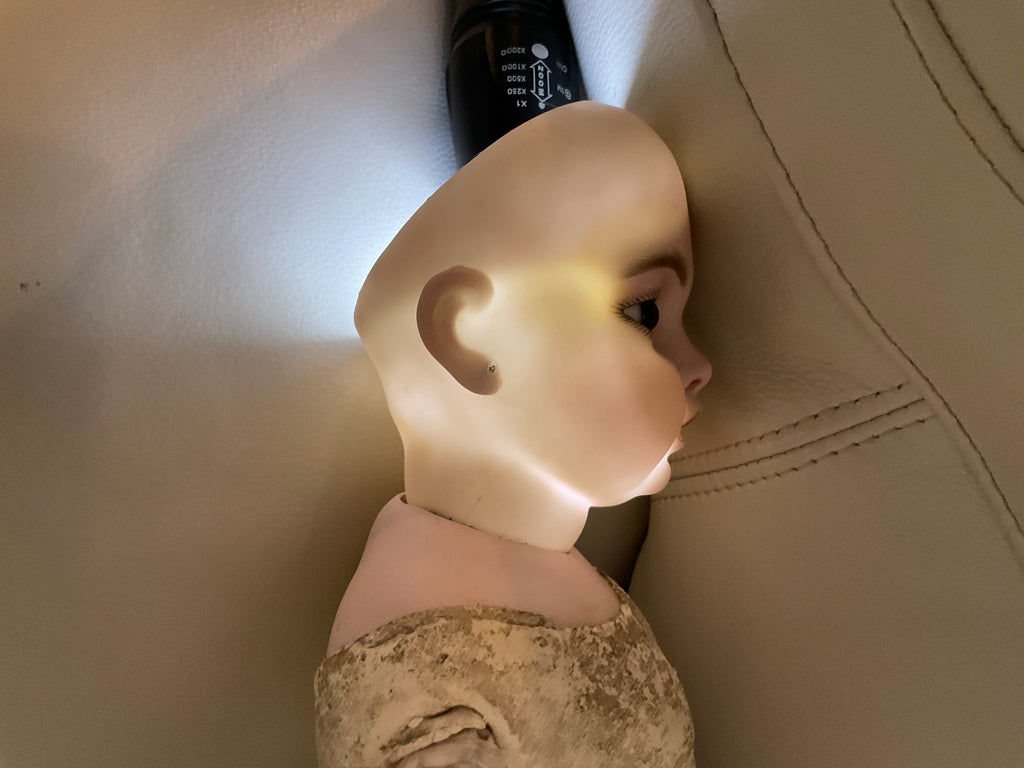 Antique Circle Dot Bru Bisque Doll 18" — Original Cork Pate, Mohair Wig, Goatskin Body