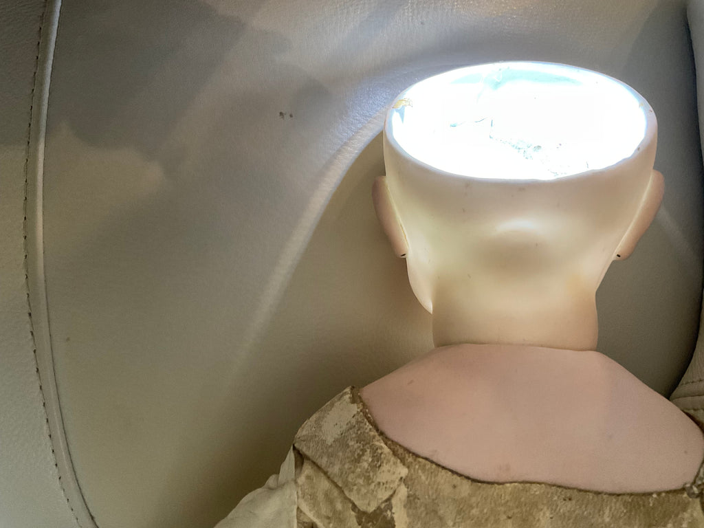 Antique Circle Dot Bru Bisque Doll 18" — Original Cork Pate, Mohair Wig, Goatskin Body