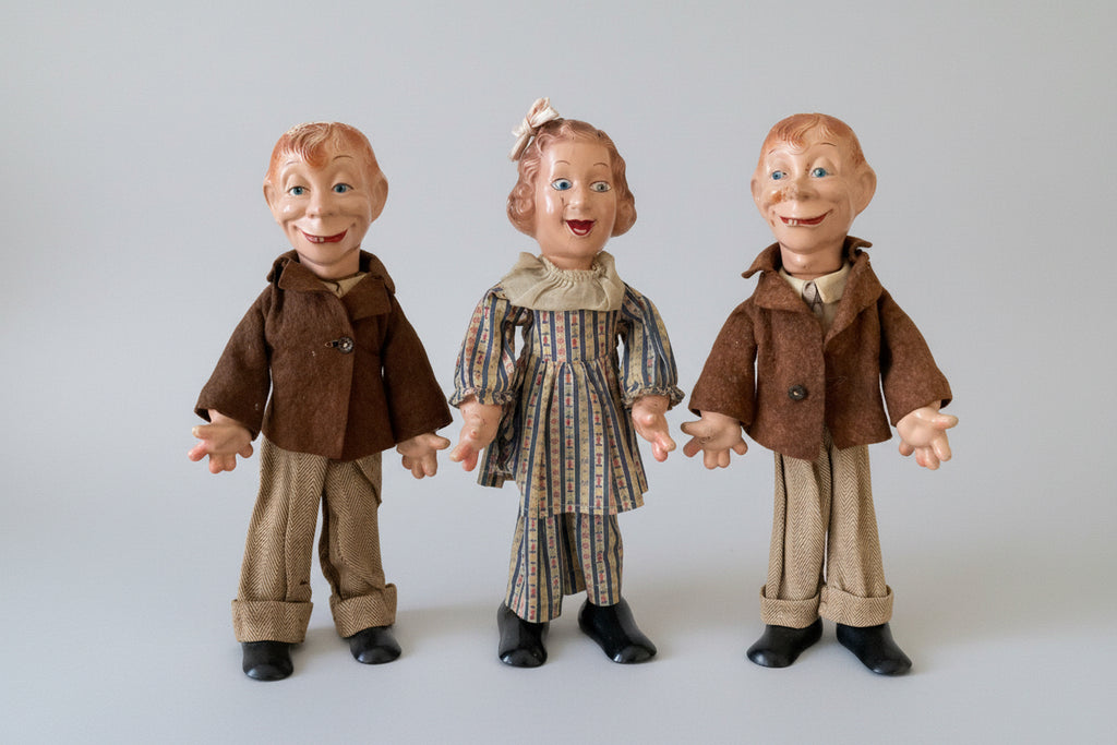 Vintage Fanny Brice and Mortimer Snerd Dolls x 3