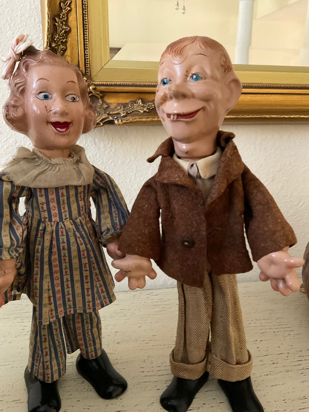 Vintage Fanny Brice and Mortimer Snerd Dolls x 3