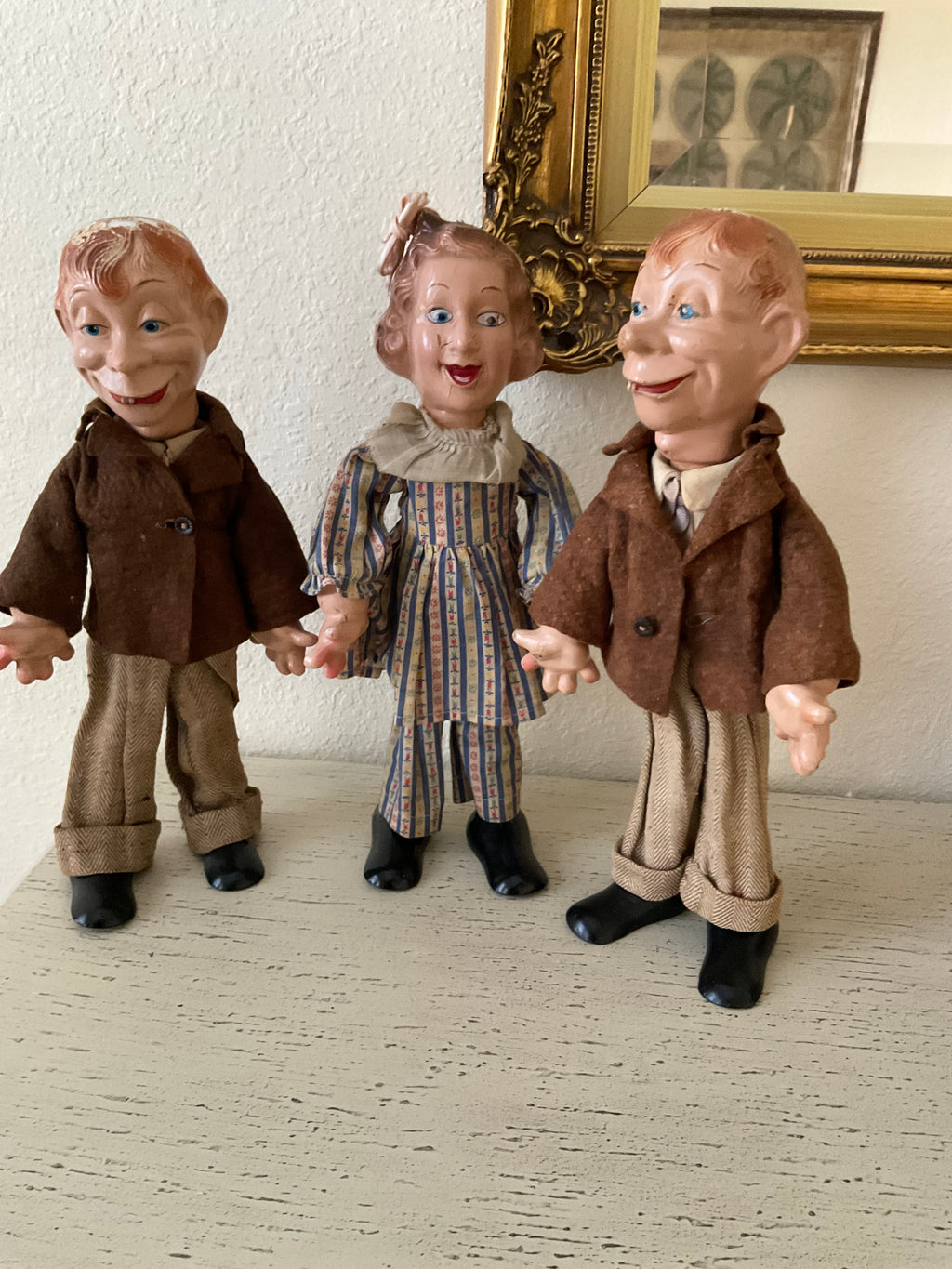 Vintage Fanny Brice and Mortimer Snerd Dolls x 3